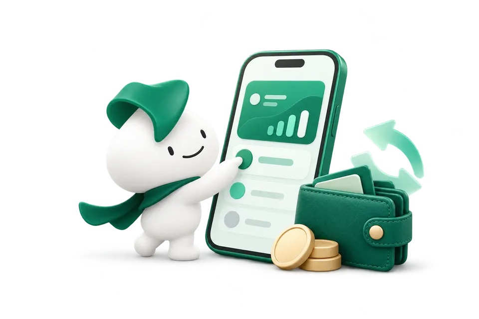 Personnage Lipaxe utilisant le portefeuille mobile et ses outils financiers